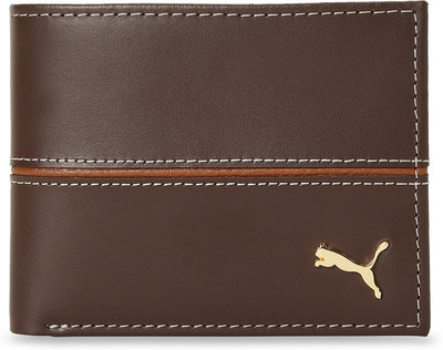 PUMA Men & Women Brown Genuine Leather Wallet(8 Card Slots)