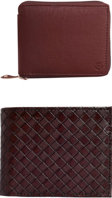 FF TRADERS Men Formal, Ethnic, Casual, Travel, Trendy Maroon, Brown Artificial Leather Wallet(5 Card Slots, Pack of 2)