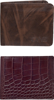 FF TRADERS Men Formal, Ethnic, Casual, Travel, Trendy Brown, Brown Artificial Leather Wallet(5 Card Slots, Pack of 2)