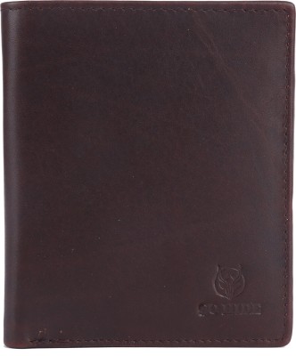 GO HIDE Men Brown Genuine Leather Wallet(9 Card Slots)