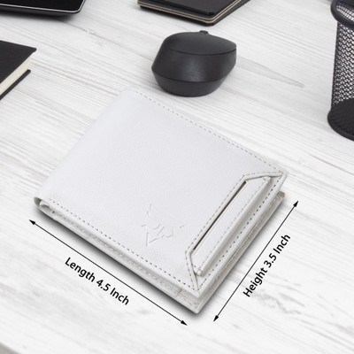 JND Men Casual, Trendy White Artificial Leather Wallet(7 Card Slots)