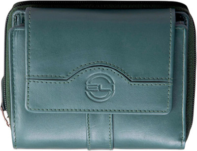 Eli Women Trendy, Casual, Ethnic, Evening/Party, Formal, Travel Green Genuine Leather Wallet(14 Card Slots)