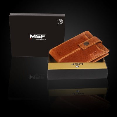 MSF Men Casual, Formal, Evening/Party Tan Genuine Leather Wallet(12 Card Slots)