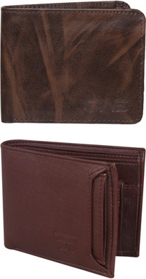 FF TRADERS Men Formal, Ethnic, Casual, Travel, Trendy Brown, Brown Artificial Leather Wallet(5 Card Slots, Pack of 2)