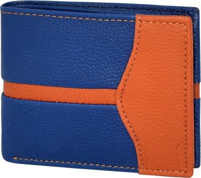 MATSS Men Casual, Ethnic, Formal, Travel, Trendy Blue, Orange Artificial Leather Wallet(7 Card Slots)