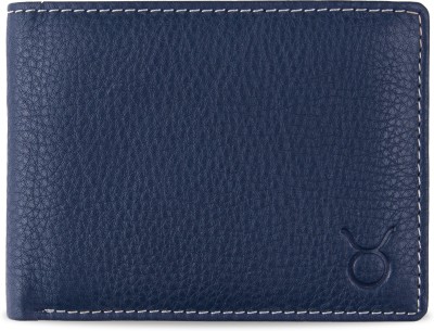 Hide horn Men Casual Blue Genuine Leather Wallet(7 Card Slots)