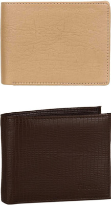 VIAZ VENTURES Men Casual, Formal, Trendy, Evening/Party, Travel Beige, Brown Artificial Leather Wallet(5 Card Slots, Pack of 2)