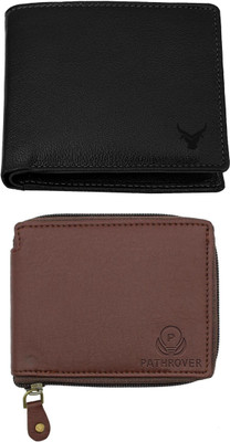 VIAZ VENTURES Men Casual, Formal, Trendy, Evening/Party, Travel Black, Brown, Brown Artificial Leather Wallet(5 Card Slots, Pack of 2)