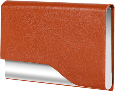 RJR Men & Women Casual Tan Artificial Leather Card Holder(10 Card Slots)