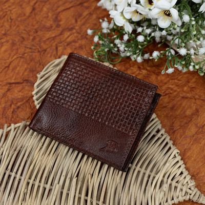 Rich Born Men Casual Brown Genuine Leather Wallet(5 Card Slots)