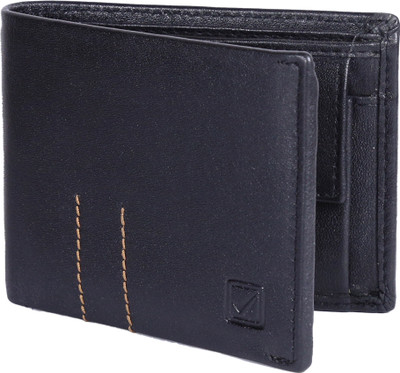 Kan Men Black Genuine Leather Wallet(4 Card Slots)