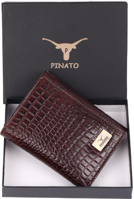 Pinato Men & Women Casual, Evening/Party, Formal, Travel, Trendy Brown Genuine Leather Wallet(6 Card Slots)