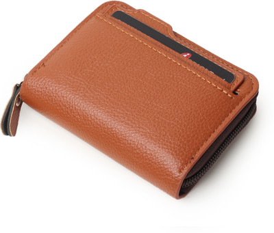 PROVOGUE Men Tan Artificial Leather Card Holder(11 Card Slots)