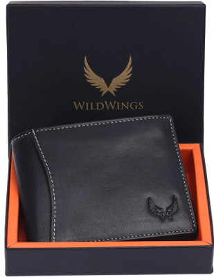 WILDWINGS Men Trendy, Evening/Party, Casual, Formal Black Genuine Leather Wallet(8 Card Slots)