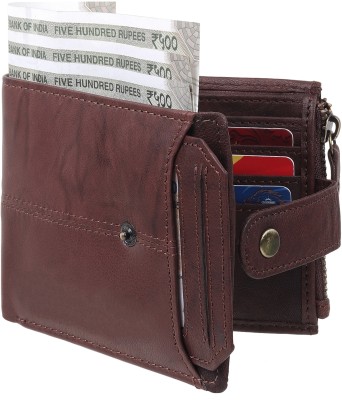 ree cope Men Formal, Trendy Brown Genuine Leather Wallet(12 Card Slots)