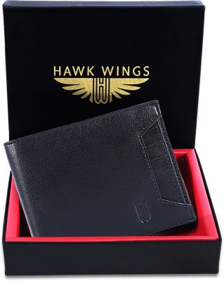 HAWK WINGS Men Casual Black Genuine Leather Wallet(12 Card Slots)
