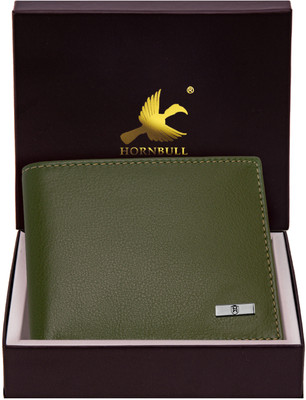 HORNBULL Men Casual Green Genuine Leather Wallet(4 Card Slots)