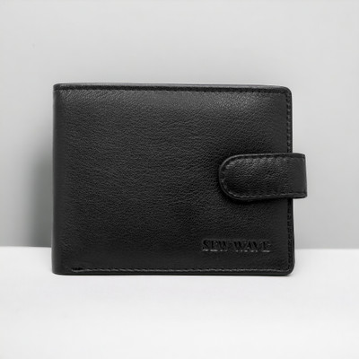 sew wave Men Black Genuine Leather Wallet(5 Card Slots)