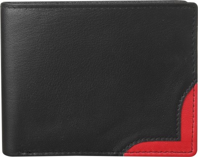 REBECO Men Formal, Travel, Casual, Evening/Party Black, Red Genuine Leather Wallet(5 Card Slots)