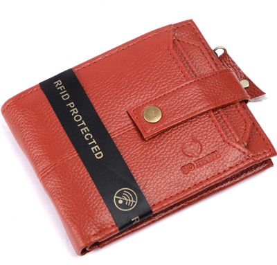 GO HIDE Men Casual Brown Genuine Leather Wallet(9 Card Slots)