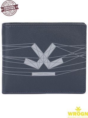 WROGN Men Casual Blue Genuine Leather Wallet(8 Card Slots)