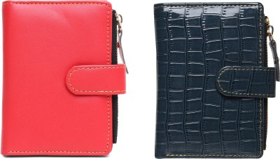 TnW Women Casual Red, Blue Artificial Leather Wallet(6 Card Slots, Pack of 2)