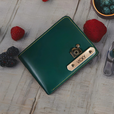 NavyaArts Men Casual, Ethnic, Evening/Party, Formal, Travel, Trendy Green Artificial Leather, Genuine Leather Wallet(3 Card Slots)