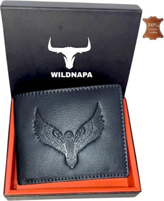 WILD NAPA Men Black Genuine Leather Wallet(8 Card Slots)