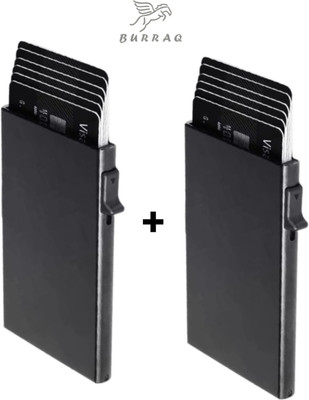 burraq Men & Women Casual Black Aluminium Card Holder(7 Card Slots, Pack of 2)