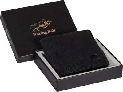 Razing Bull Men Formal, Casual Black Genuine Leather Wallet(5 Card Slots)