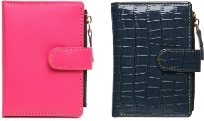 TnW Lifestyle Women Casual Pink, Blue Artificial Leather Wallet(6 Card Slots, Pack of 2)