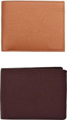 FF TRADERS Men Formal, Ethnic, Casual, Travel, Trendy Tan, Brown Artificial Leather Wallet(5 Card Slots, Pack of 2)