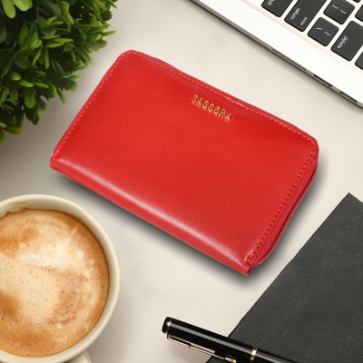 Sassora Women Casual, Ethnic, Travel, Trendy, Formal, Evening/Party Red Genuine Leather Wallet