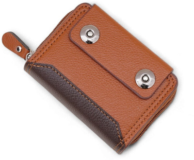 zaphod Men Tan Artificial Leather Card Holder(5 Card Slots)