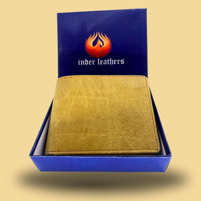 Inderleather Men Casual, Travel, Trendy, Formal Tan Genuine Leather Wallet(6 Card Slots)
