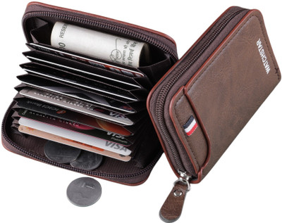 Laksh Men & Women Casual, Formal Khaki Genuine Leather Card Holder(9 Card Slots)