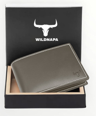 WILD NAPA Men Khaki Genuine Leather Wallet(8 Card Slots)