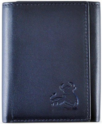 CONTACTS Men Casual Blue Genuine Leather Wallet(6 Card Slots)