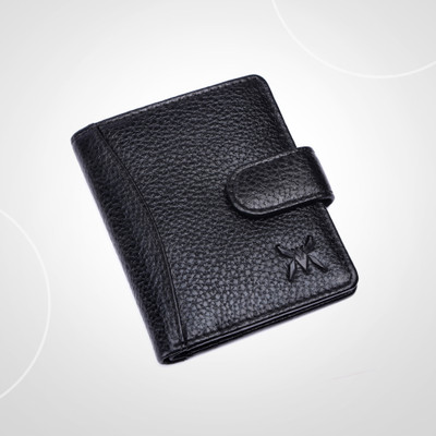 makoras Men & Women Formal Black Genuine Leather Wallet(6 Card Slots)