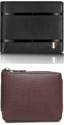 FF TRADERS Men Formal, Ethnic, Casual, Travel, Trendy Black, Brown Artificial Leather Wallet(5 Card Slots, Pack of 2)