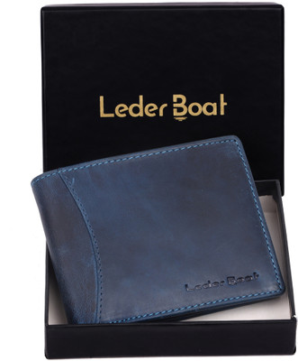 Leder Boat Men Blue Genuine Leather Wallet(9 Card Slots)