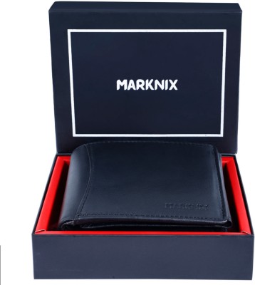 MARKNIX Men Casual, Formal Black Genuine Leather Wallet(9 Card Slots)