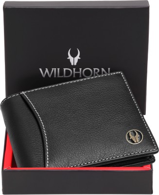 WILDHORN Men Casual Black Genuine Leather Wallet(8 Card Slots)