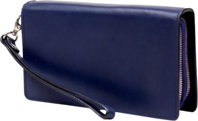 VIVA HIDE Men & Women Blue Genuine Leather Wrist Wallet(12 Card Slots)