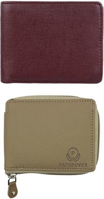 VIAZ VENTURES Men Casual, Formal, Trendy, Evening/Party, Travel Brown, Beige, Beige Artificial Leather Wallet(5 Card Slots, Pack of 2)