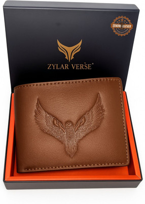 ZYLAR VERSE Boys Casual, Ethnic, Evening/Party, Formal, Travel, Trendy Tan Genuine Leather Wallet(6 Card Slots)