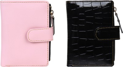 TnW Lifestyle Women Casual Pink, Black Artificial Leather Wallet(6 Card Slots, Pack of 2)