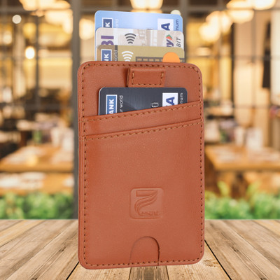 ZESTSTAR Men & Women Casual Tan Artificial Leather Card Holder(6 Card Slots)