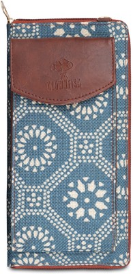 The CLOWNFISH Women Travel Blue Jute Wallet(8 Card Slots)