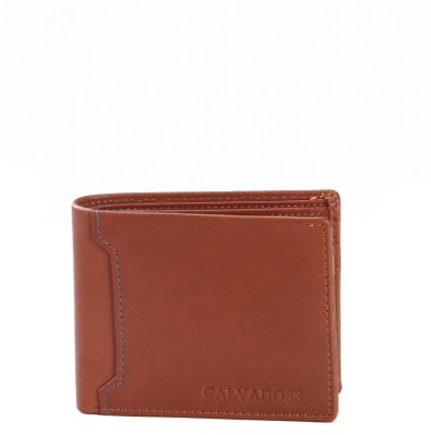 CALVADOSS Men Tan Genuine Leather Wallet(6 Card Slots)